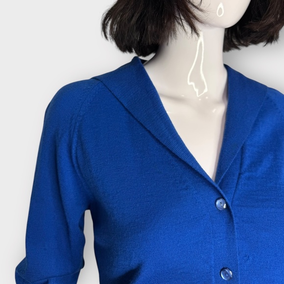 Vintage 1940’s Cobalt Blue Wool Italian Cardigan Sweater - Picture 2 of 10